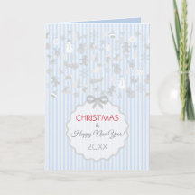 Navy Blue and Pale Ice Stripes Whimsical Christmas