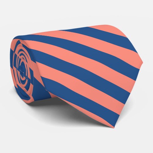 Navy Blue and Peach Orange Neck Tie