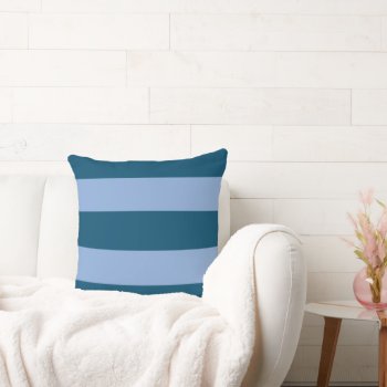 Navy Blue And Periwinkle Stripe Pillow by HoundandPartridge at Zazzle