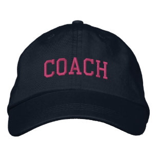 Navy Blue and Pink Custom Coach Sports Team Gift Embroidered Baseball Cap