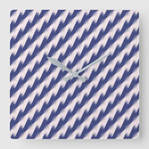 Navy Blue and Pink Diagonal Color Block Ombre Zig Square Wall Clock