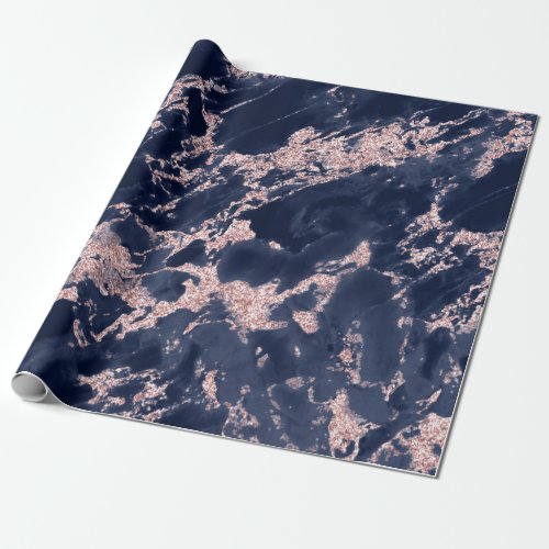 navy blue and pink faux glitter marble background wrapping paper