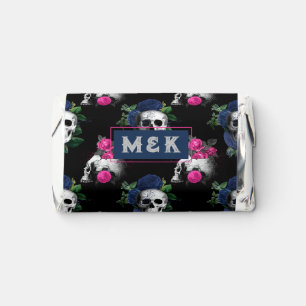 Navy Blue and Pink Floral Skulls Gothic Wedding Hershey's Miniatures