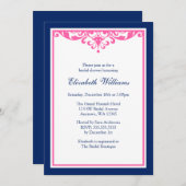 Navy Blue and Pink Flourish Bridal Shower Invitation (Front/Back)