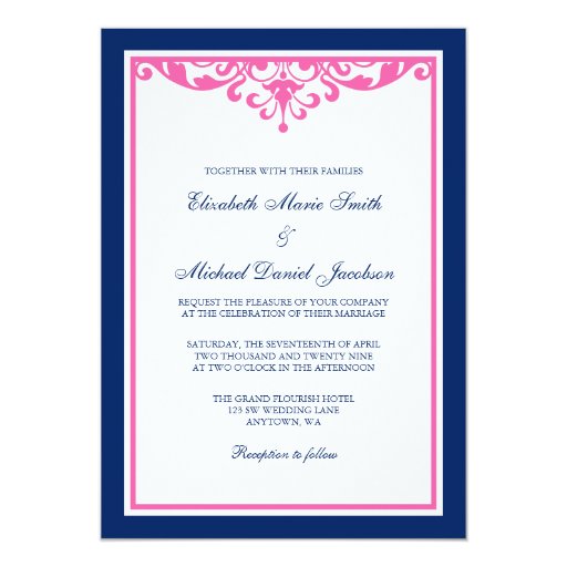 Pink And Blue Wedding Invitations 7