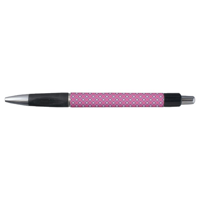 Navy Blue and Pink Geometric Elements Pen (Front)