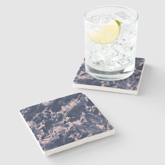 navy blue and pink marble stone coaster (Side)