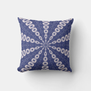 Navy Blue and Pink Mitochondria Kaleidoscope Throw Pillow