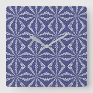 Navy Blue and Pink Origami Fortune Teller Pattern Square Wall Clock