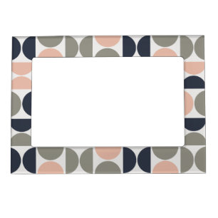 Navy Blue and Pink Retro/Mid-Century Circles Magnetic Frame