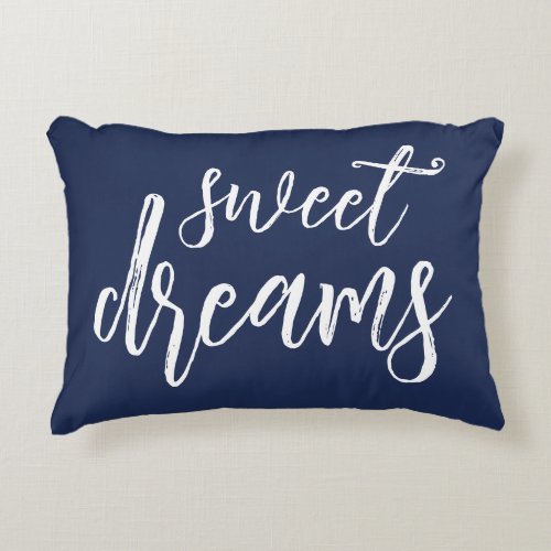 Navy blue and Pink Sweet Dreams Hand Lettering Accent Pillow