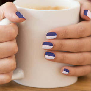 Navy Blue and Pink Vertical Color Blocks Minx Nail Art