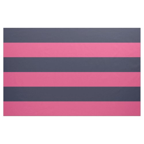 Navy Blue and Pink Wide Stripes Large Scale Fabric