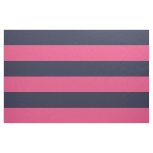 Navy Blue and Pink Wide Stripes Large Scale Fabric