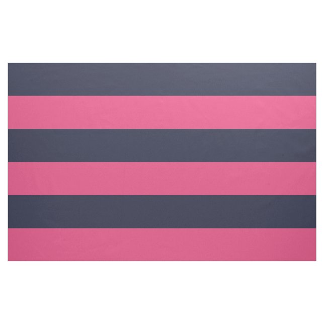 Navy Blue and Pink Wide Stripes Large Scale Fabric (Yard)