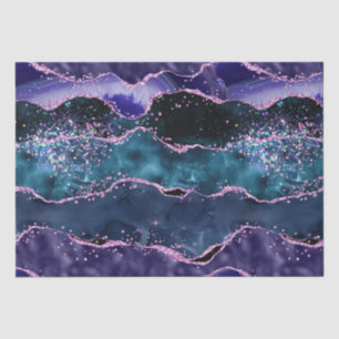 Navy Blue and Purple Glitter Ocean Agate Tissue Paper