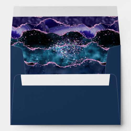 Navy Blue and Purple Ocean Agate Envelope