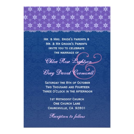 Navy Blue And Purple Wedding Invitations 1