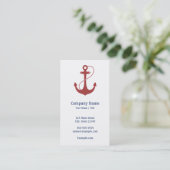 Navy Blue and Red Anchor Business Card (Standing Front)