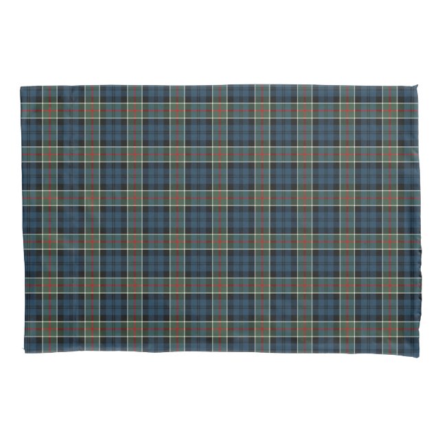 Navy Blue and Red Colquhoun Clan Tartan Pillow Case (Front)