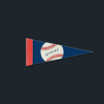 Navy Blue and Red Custom Name Signed Baseball Pennant Flag<br><div class="desc">Create your own custom baseball pennant flag on an easy felt diy template that can be personalized with a name, monogram, initials, player number or other text. The original sports art by Raphaela Wilson features an svg baseball / softball graphic that not only looks like it has a handwritten signature,...</div>