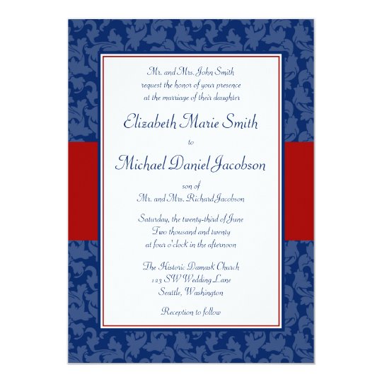 Navy And Red Wedding Invitations 5