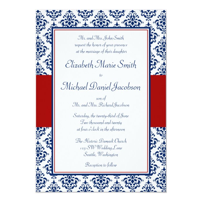 Navy And Red Wedding Invitations 3