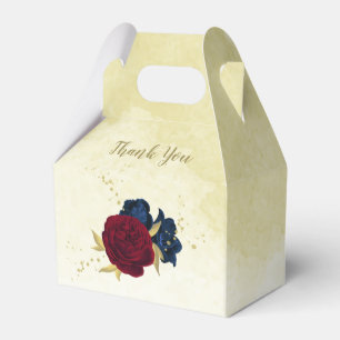 navy blue and red flowers greenery wedding favor boxes