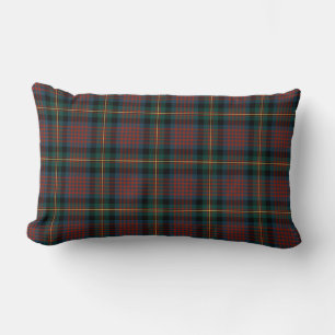 Navy Blue and Red MacLennan Clan Scottish Plaid Lumbar Pillow