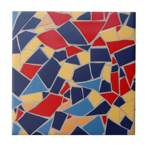 Navy Blue and Red Mosaic Ceramic Tile