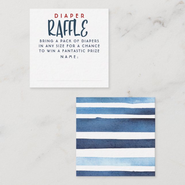 Navy Blue and Red Nautical Diaper Raffle Tickets Enclosure Card (Front/Back)