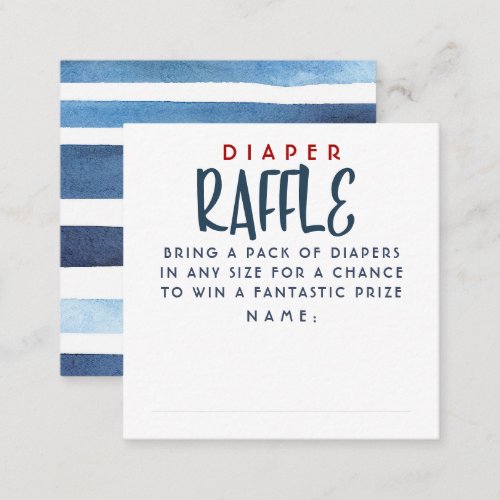 Navy Blue and Red Nautical Diaper Raffle Tickets Enclosure Card