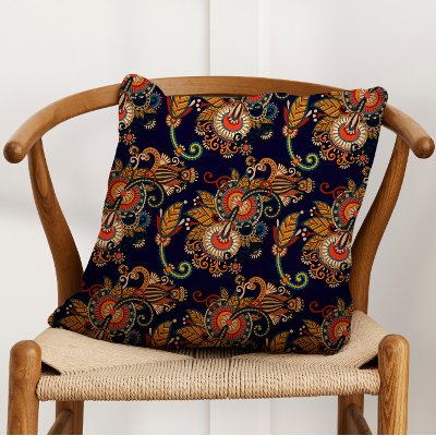 Navy Blue and Red Paisley Pattern