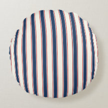 Navy Blue and Red Striped Coastal Throw Pillow
