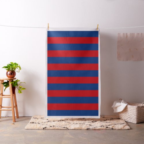 Navy Blue and Red Stripes Fabric