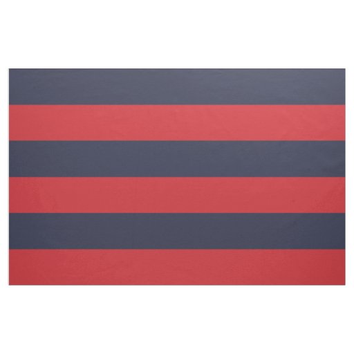 Navy Blue and Red Wide Stripes Large Scale Fabric