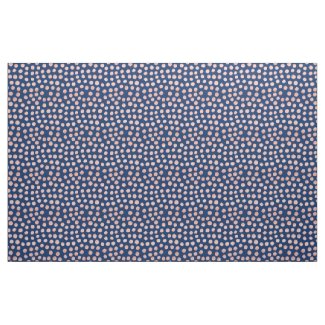 Navy Blue and Rose Gold Dot Fabric