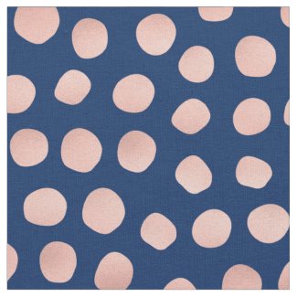 Navy Blue and Rose Gold Dot Fabric