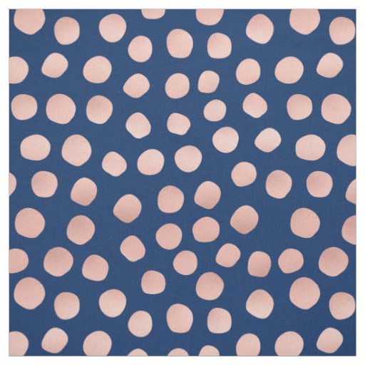 Navy Blue and Rose Gold Dot Fabric