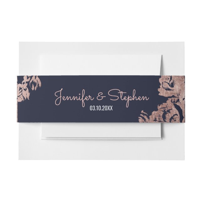 Navy Blue and Rose Gold Floral Belly Band (Front Example)