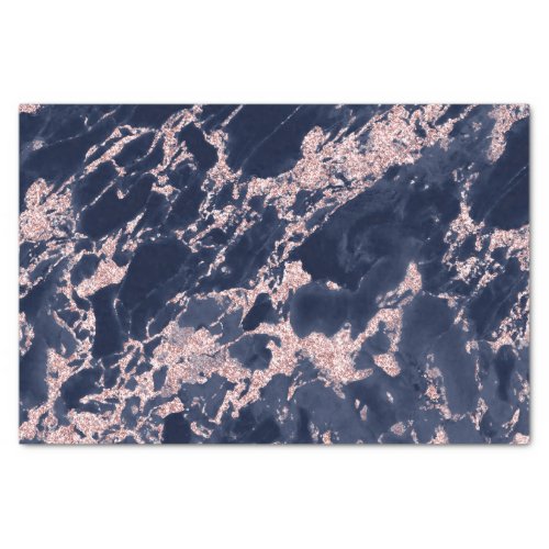 navy blue and rose gold glitter marble tissue paper