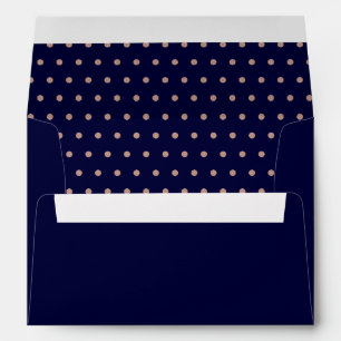 Navy Blue and Rose Gold Textured Polka Dot Pattern Envelope
