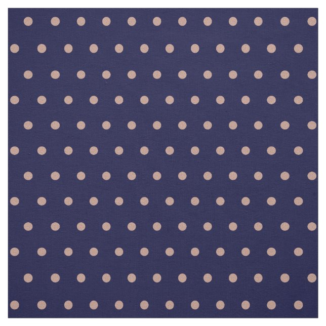 Navy Blue and Rose Gold Textured Polka Dot Pattern Fabric (Swatch)