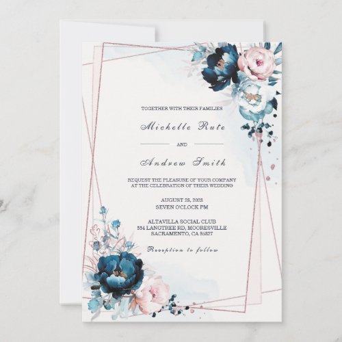 Navy Blue and Rose Gold Wedding Template
