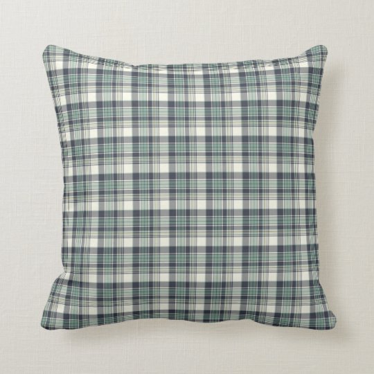 Navy Blue And Seafoam Green Coastal Plaid Throw Pillow Zazzle Com