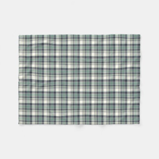 Navy Blue and Seafoam Green Plaid Fleece Blanket Zazzle