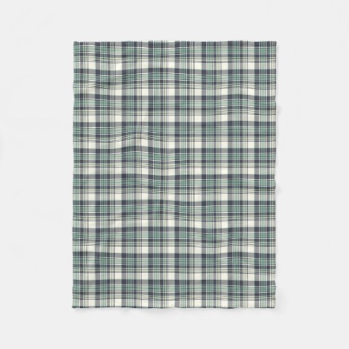Navy Blue and Seafoam Green Plaid Fleece Blanket Zazzle