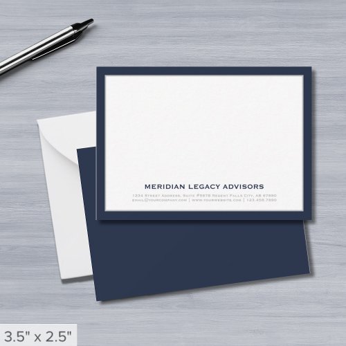 Navy Blue and Silver Business Note Card