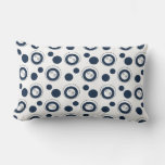 Navy Blue And Silver Concentric Circles Polka Dots Lumbar Pillow at Zazzle