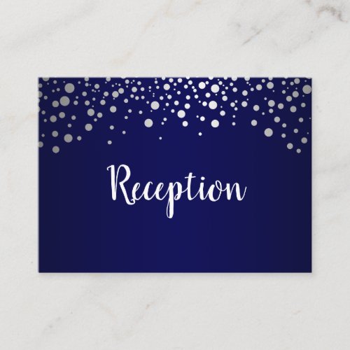 Navy Blue and Silver Confetti Dots _ Reception Enclosure Card